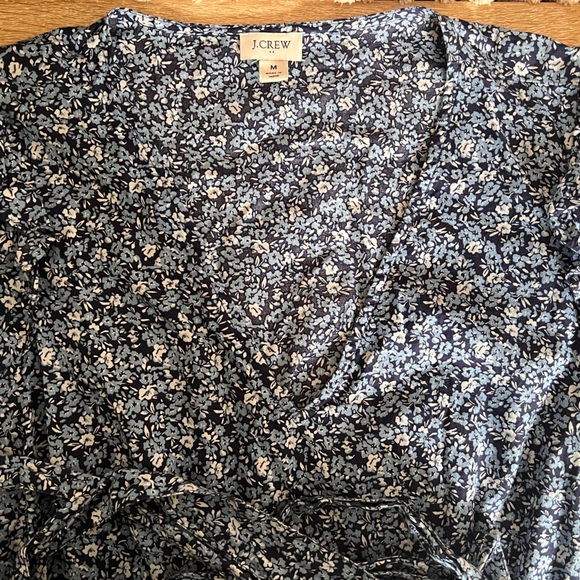 Jcrew Blue Floral V-Neck Long Sleeve Wrap Dress - Picture 7 of 9